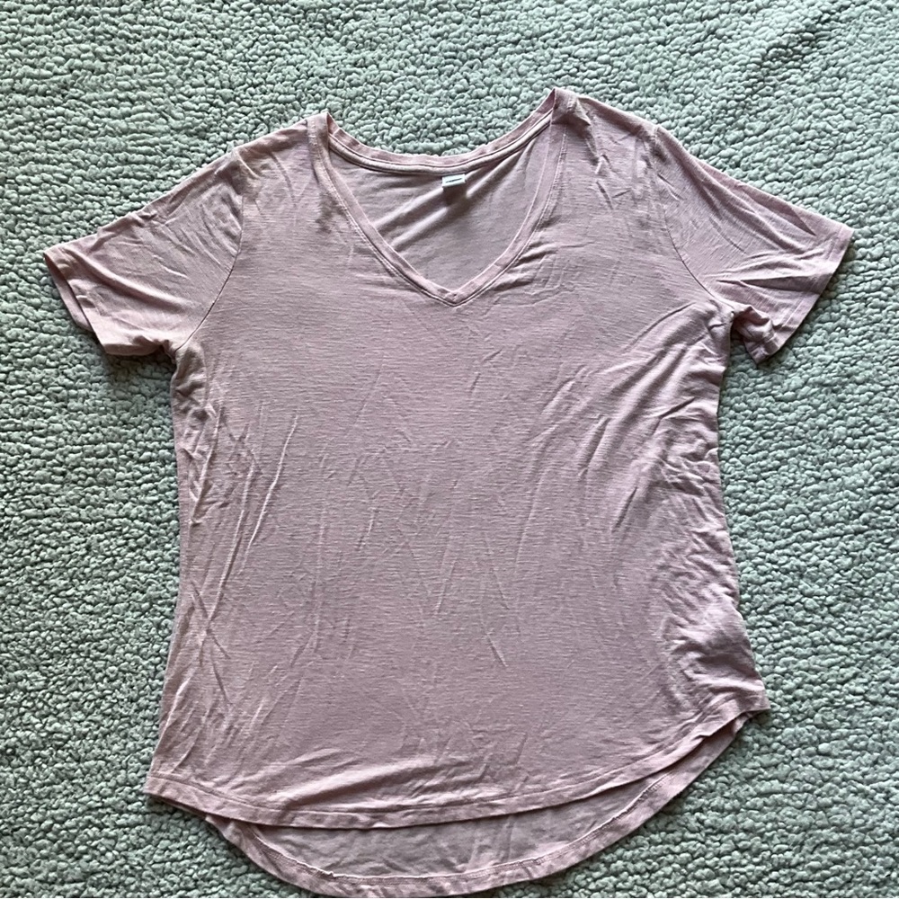Pink V-neck short sleeve